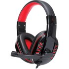 IQ Sound Universal Red Over-The-Ear Gaming Headphones With Drop Down Microphone