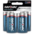 RAYOVAC High Energy 4-Pack D Alkaline Batteries