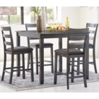 Image of product - Bridson Charcoal Gray Counter Height Dining Table With 4 Bar Stools