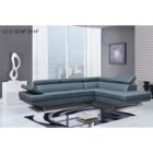 Image of product - Rimini Gray Leather Sectional With Adjustable Headrest