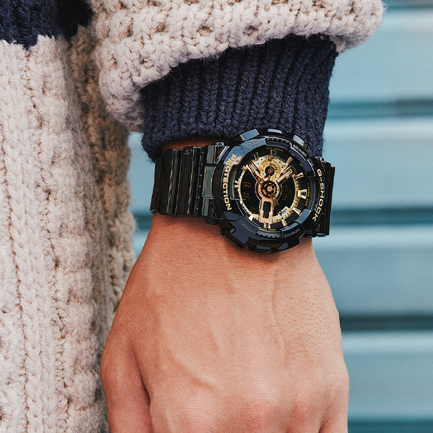 Men G-Shock Black and Gold Watch