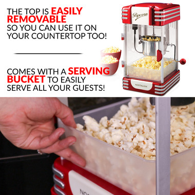 Chariot à Pop-corn Nostalgia 380 à Air Chaud, Rouge, 2,5 Oz - Neuf