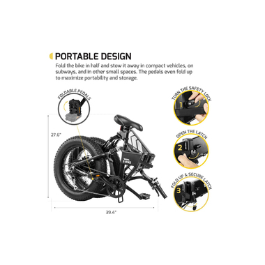 Swagtron 28069-2 EB-8 Foldable Fat Tire All-Terrain E-Bike W