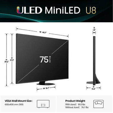 Base di ricambio per Hisense Smart TV 75U7K 85U8K, gambe antiscivolo per TV Hisense 75 85 classe U7K U8K Mini-LED ULED 4K Smart Google TV 75U7K 85U8K Supporto da tavolo per TV Hisense 75U7K 85U8K