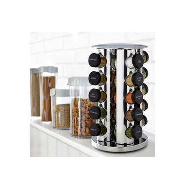 M. Kamenstein 30020 20-Jar Revolving Spice Rack - Stainless Steel