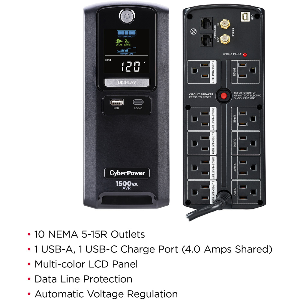 CyberPower LX1500GU3 1500VA / 900W Battery Backup - Picture 4 of 11