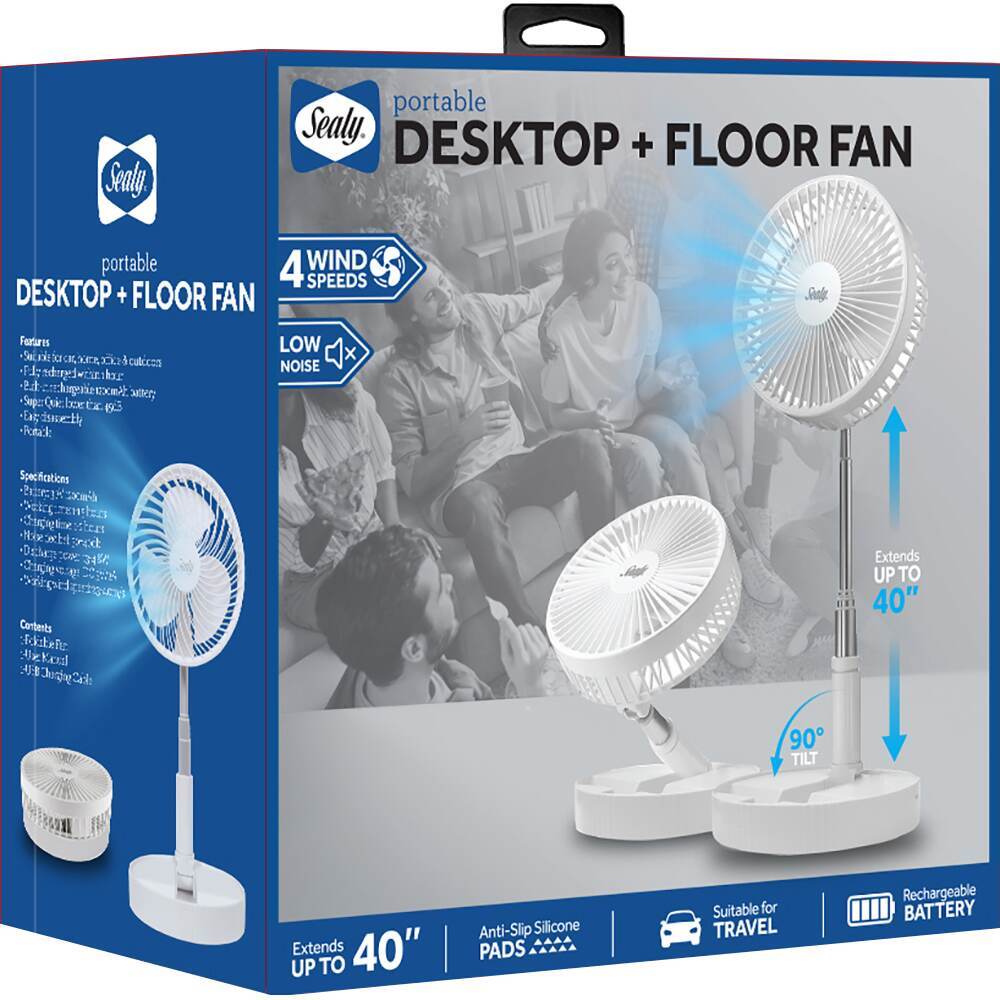 Sealy SL-HW-FN-001-WT Foldable Floor Fan | eBay