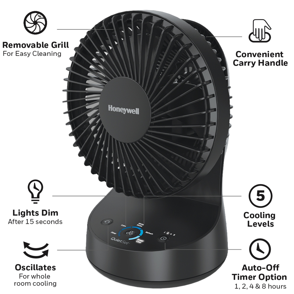 Honeywell HTF337B QuietSet® 5 Oscillating Table Fan in Black | BrandsMart  USA