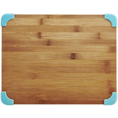 11x14-inch Nonslip Bamboo Cutting Board, with Aqua Corners