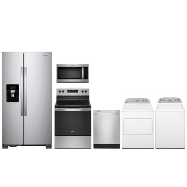 Whirlpool WRS325SDHZ-44 6-Piece Kitchen Package + Laundry