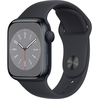 Apple Watch Series 8 GPS 41mm Midnight Aluminum Case with Midnight Sport Band - S/M - Midnight