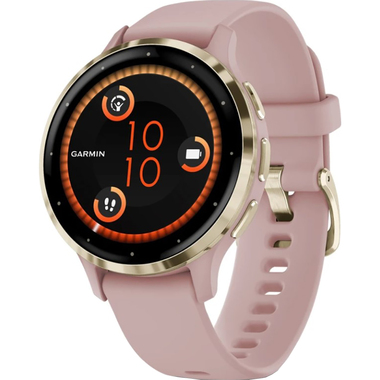 Venu® 3S Soft Gold Stainless Steel Bezel with Dust Rose Case and Silicone Band
