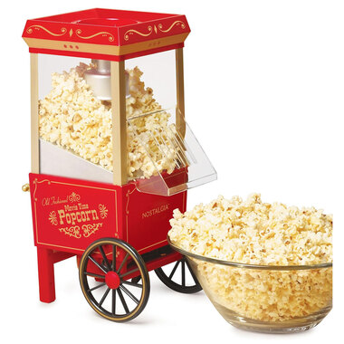 12 Cups Hot Air Popcorn Machine with Measuring Cap - Red