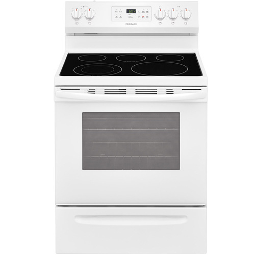 5.3 CuFt 5 Burner Freestanding Smoothtop Electric Range in White with One Touch Self Clean