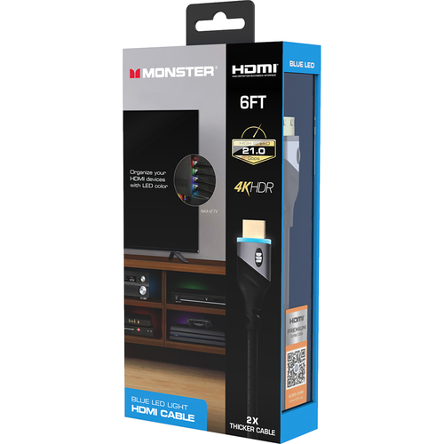 Monster MLB7-1026-BLU 6-футовый светодиодный кабель UHD HDMI - синий 1990₽