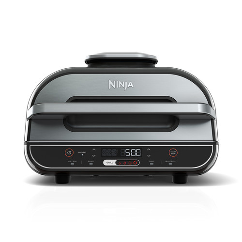 Foodi Smart XL 5-in-1 Indoor Grill with 4-Quart Air Fryer, Roast, Bake, Dehydrate, Broil, and Smart Cook System In Black
