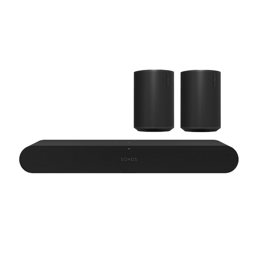 Sonos RAYE10G1BLK 2.0 Channel Ray Soundbar and Two Era 100