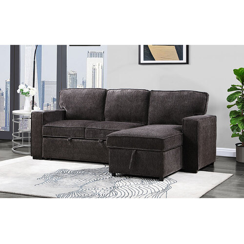 Global Furniture DAKOTAGRY-CHS Dakota Sofa Bed & Chaise with USB