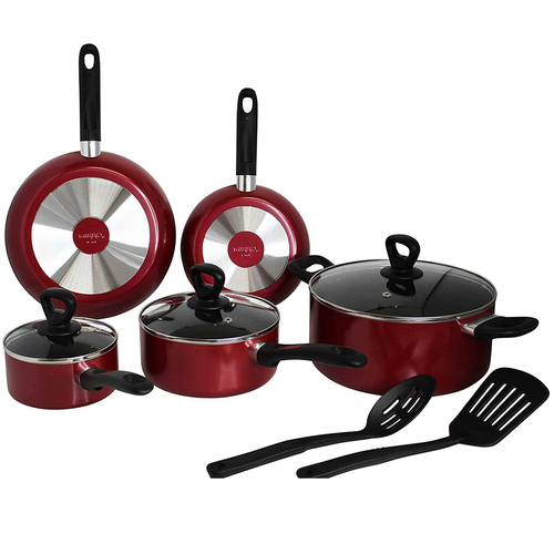 Mirro MIR-A796SA84 10-Piece Get-A-Grip Cookware Set - Red