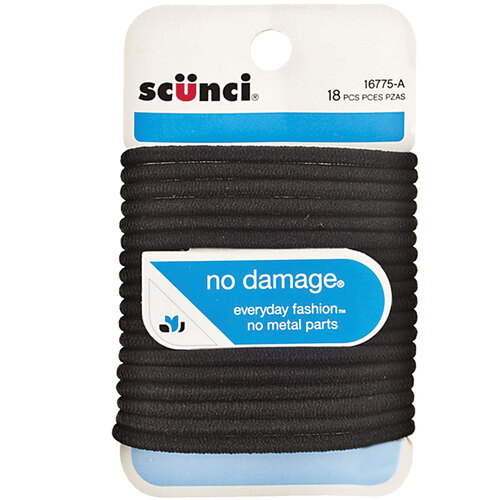 Резинки Scunci 16775 18pk без повреждений, 4 мм - Черный