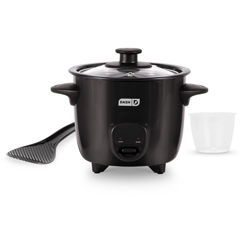Dash DRCM200BK Mini Rijstkoker Stoomboot met Verwijderbare Anti-aanbak Pot, Warm Houden Functie & Receptgids, Zwart