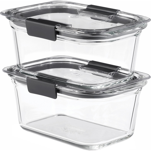 Rubbermaid Brilliance Glass Food Storage Containers, 2-Pack with Lids, BPA Free