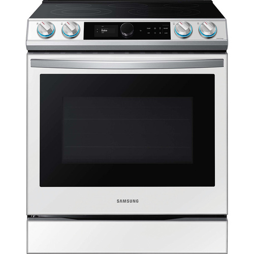 Samsung NE63BB871112 6.3 CuFt Bespoke Smart 5-Element Slide-in Front  Control Electric Range in White Glass with Convection+ | BrandsMart USA