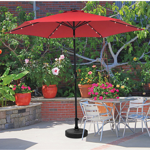 brandsmart patio umbrella 10 Ft. Umbrella In Red With Solar Powered LED Lights