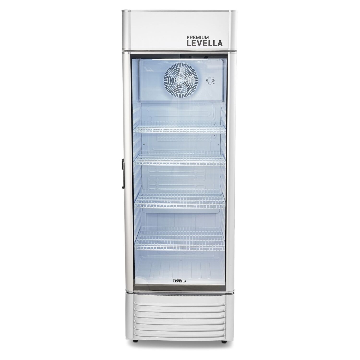 Premium Levella 12.5 Cu. ft. Commercial Upright Display Refrigerator Glass Door Beverage Cooler with Built-in Ice Maker in Black | PRFIM1257DX