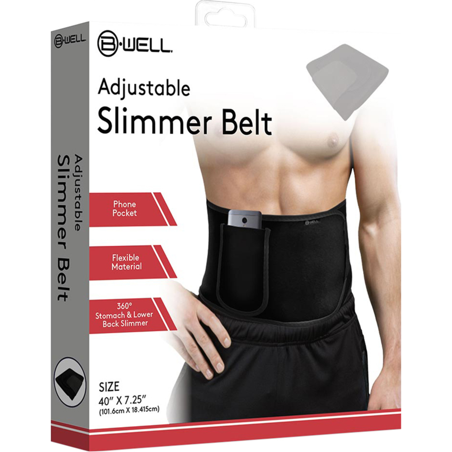 BWell BWHWFT105BK Adjustable Slimmer Belt - Male