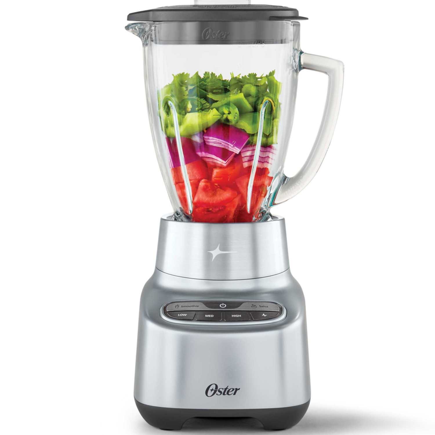 Oster Easy-to-Use 6-Cup Glass Jar Blender, Food Chopper and Ice Crush,  Smoothie Blender, White 