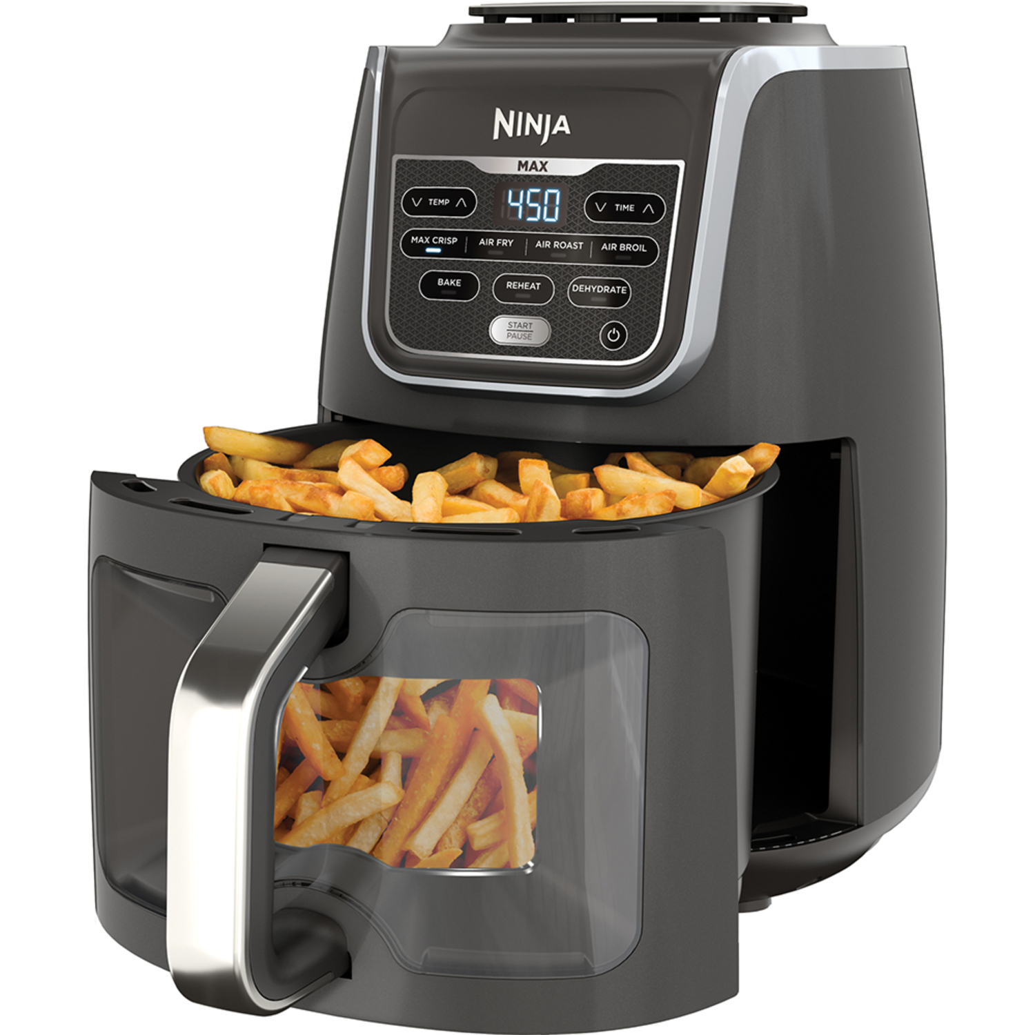 Ninja AF171 5.5 Quart Touchpad Control 7 Preset Option Air Fryer with View  Window - Gray