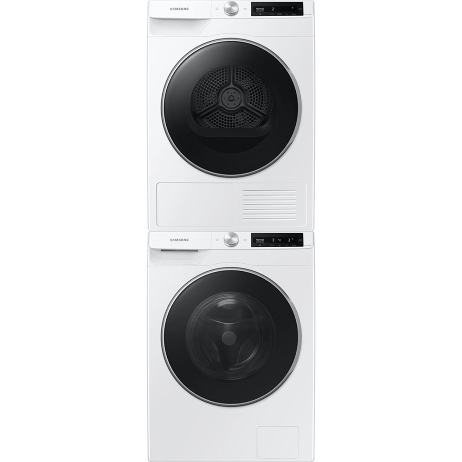 2.5 CuFt Compact Front Load Washer and 4.0 CuFt Heat Pump Dryer with AI Smart Dial and Wi Fi Connectivity in White