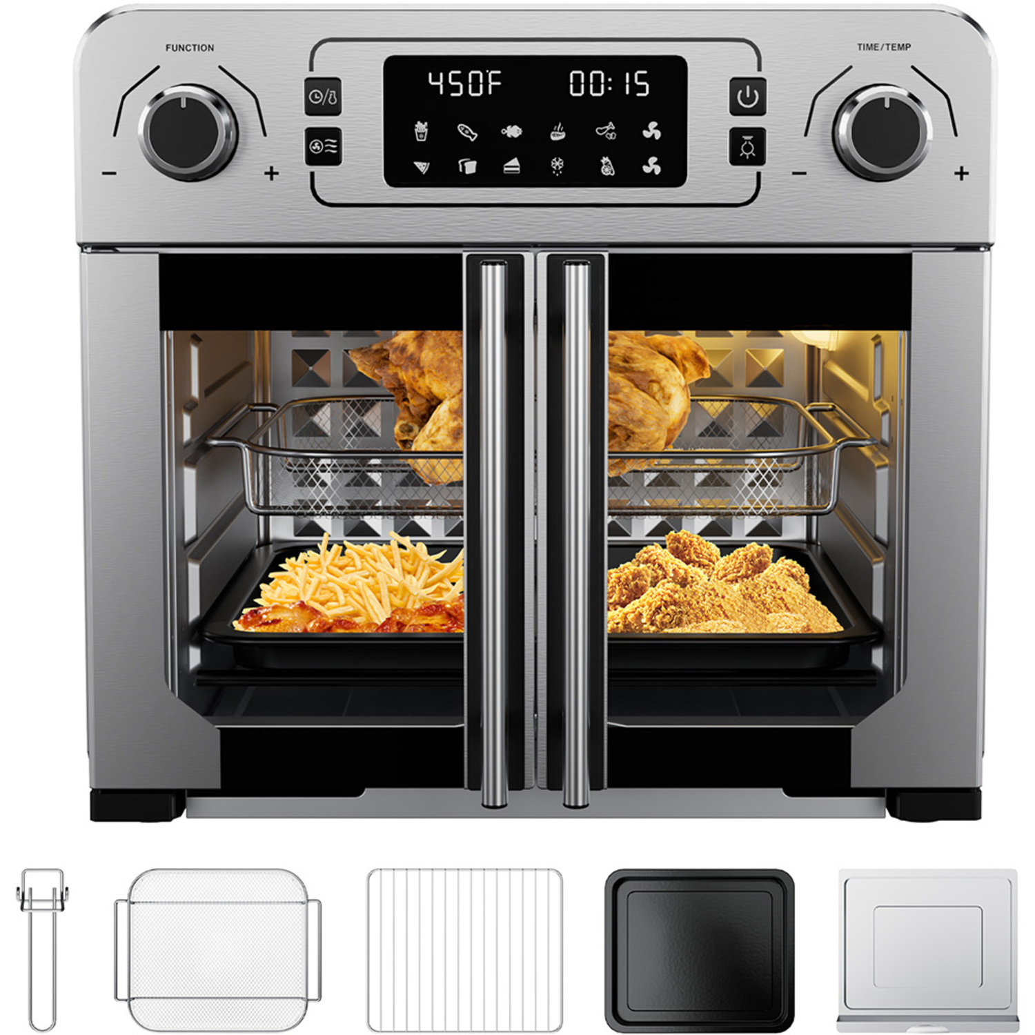 Bene Casa 45L French Door Convection Oven w/ rotisserie, Stainless Ste