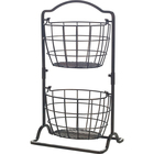 Image of product - Gourmet Basics Harbor 2-Tier Metal Mini Countertop Fruit Storage Basket in Black