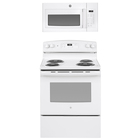 GE 5.0 CuFt Freestanding Electric Coil Range with 1.6 CuFt Over-The-Range Microwave in White