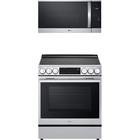LG 6.3 CuFt Smart Induction Slide-in Range with 1.7 CuFt Smart 1000 Wattage Over-the-Range Microwave in Stainless Steel