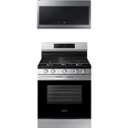 Samsung 6.0 CuFt Smart 5-Burner Front Control Freestanding Gas Range with 2.1 CuFt 1000 Watt Over-The-Range Microwave in Stainless Steel
