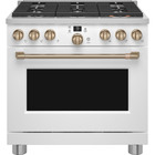 Cafe 5.75 CuFt Smart 6-Burner Dual-Fuel Commercial-Style Range in Matte White with Air Fry and True Convection