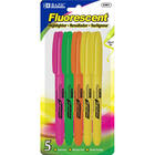 BAZIC 5-Pack Pen Style Fluorescent Highlighter Assorted Color with Pocket Clip
