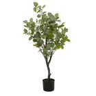 UMA Home Decor Green Faux Eucalyptus Tree with Black Pot