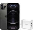 Apple 6.1" iPhone 12 Pro 128GB GSM/CDMA Fully Unlocked/ Preowned — Graphite with 2-Port PowerPort 24W Wall Charger