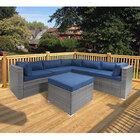 Doral Designs Vicenza Patio Sectional with Ottoman Part 2 - Navy Blue