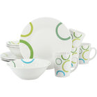 Gibson Green Loops 12-Piece Dinnerware Set