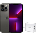 Apple 6.7" iPhone 13 Pro Max 5G 128GB GSM/CDMA Fully Unlocked/Preowned - Graphite with 2-Port PowerPort 24W Wall Charger