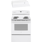 GE 5.0 CuFt Freestanding Electric Coil Range with 30'' 160 CFM Standard Range Hood in White