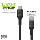 Scosche STRIKELINE™ 1ft MFi Certified Premium Charge & Sync Braided USB to Lightning Cable - Black