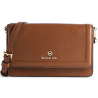 Michael Kors Jet Set Pebbled Leather Smartphone Convertible Crossbody Bag in Brown - Small