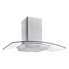 Premium Levella 36" Wide 3-Speed 400 CFM Convertible Wall Mount Range Hood with Light and Tempered Curved Glass in Stainless Steel