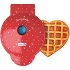 Image of product - Mini Waffle Maker in Red with Heart Print